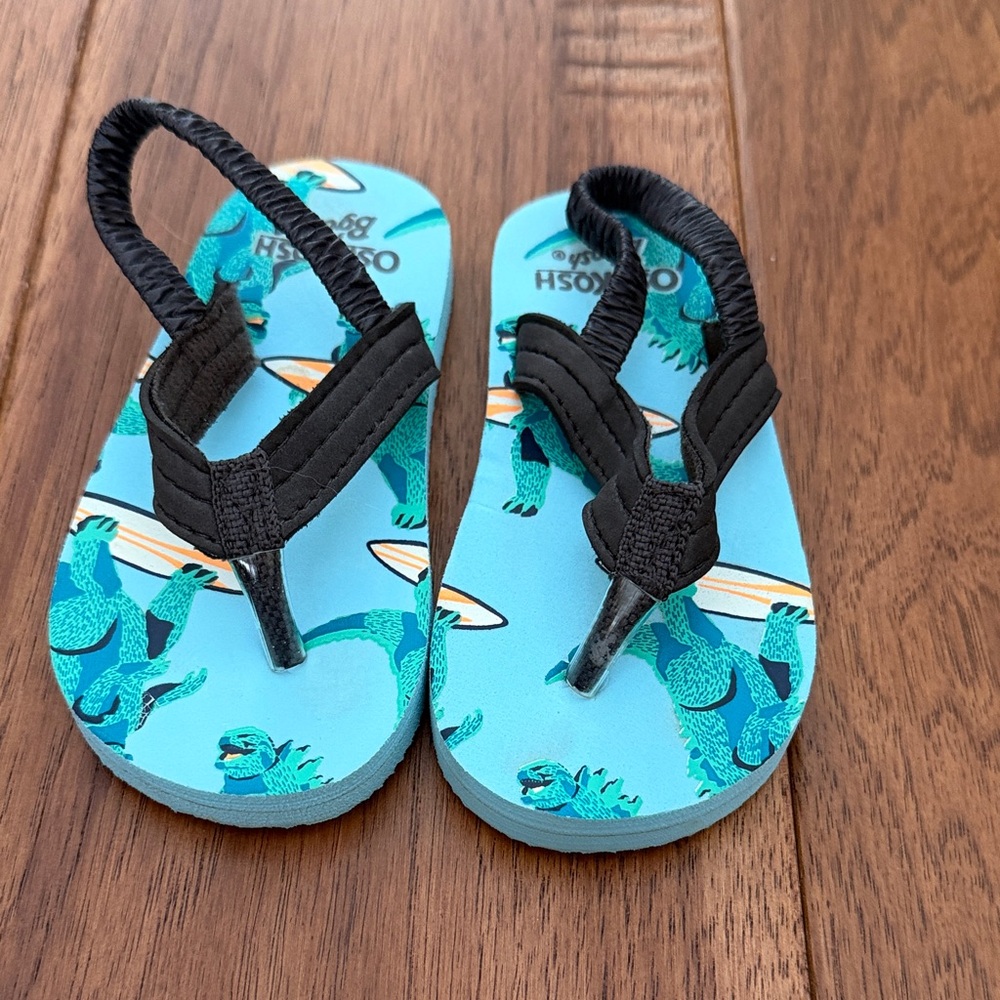 OshKosh B'gosh Kids Aqua Dinosaur Flip Flops